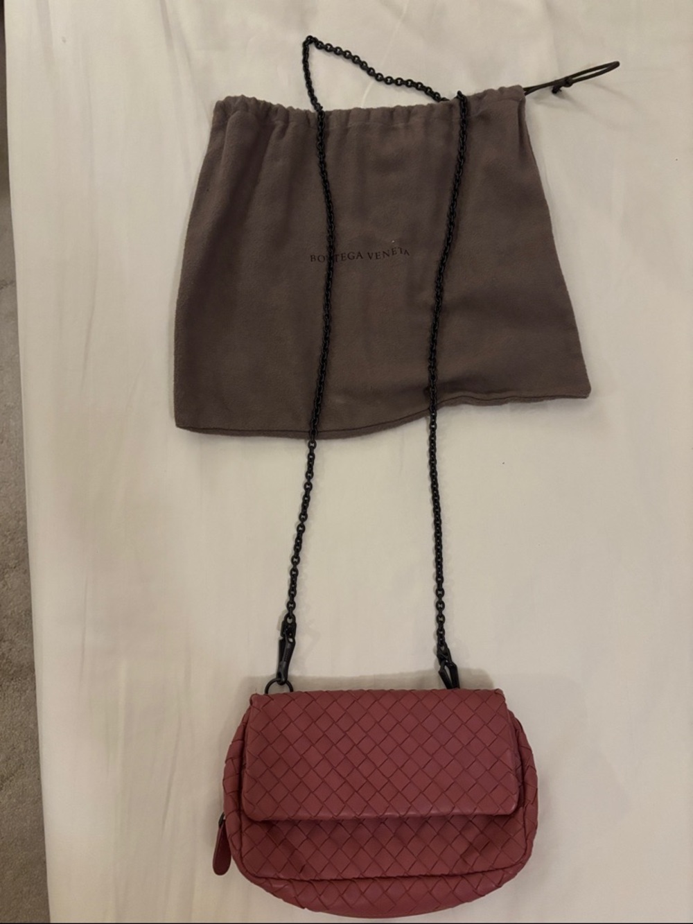 Bottega Veneta Woven Leather Crossbody Bag in Rose
